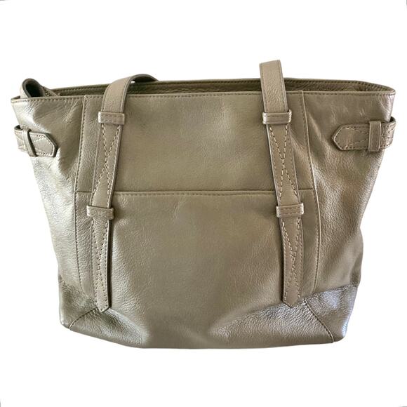 Aimee Kestenberg Olive Taupe City Slicker Tumbled Leather Travel Tote Bag - Picture 1 of 12